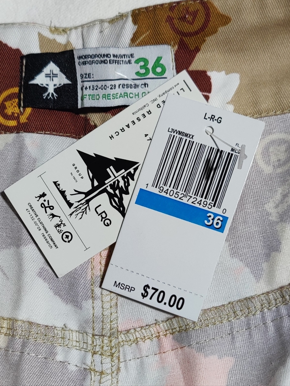 Lrg Men's Cargo Pants Brown Tan Orange Camo - Picture 7 of 8
